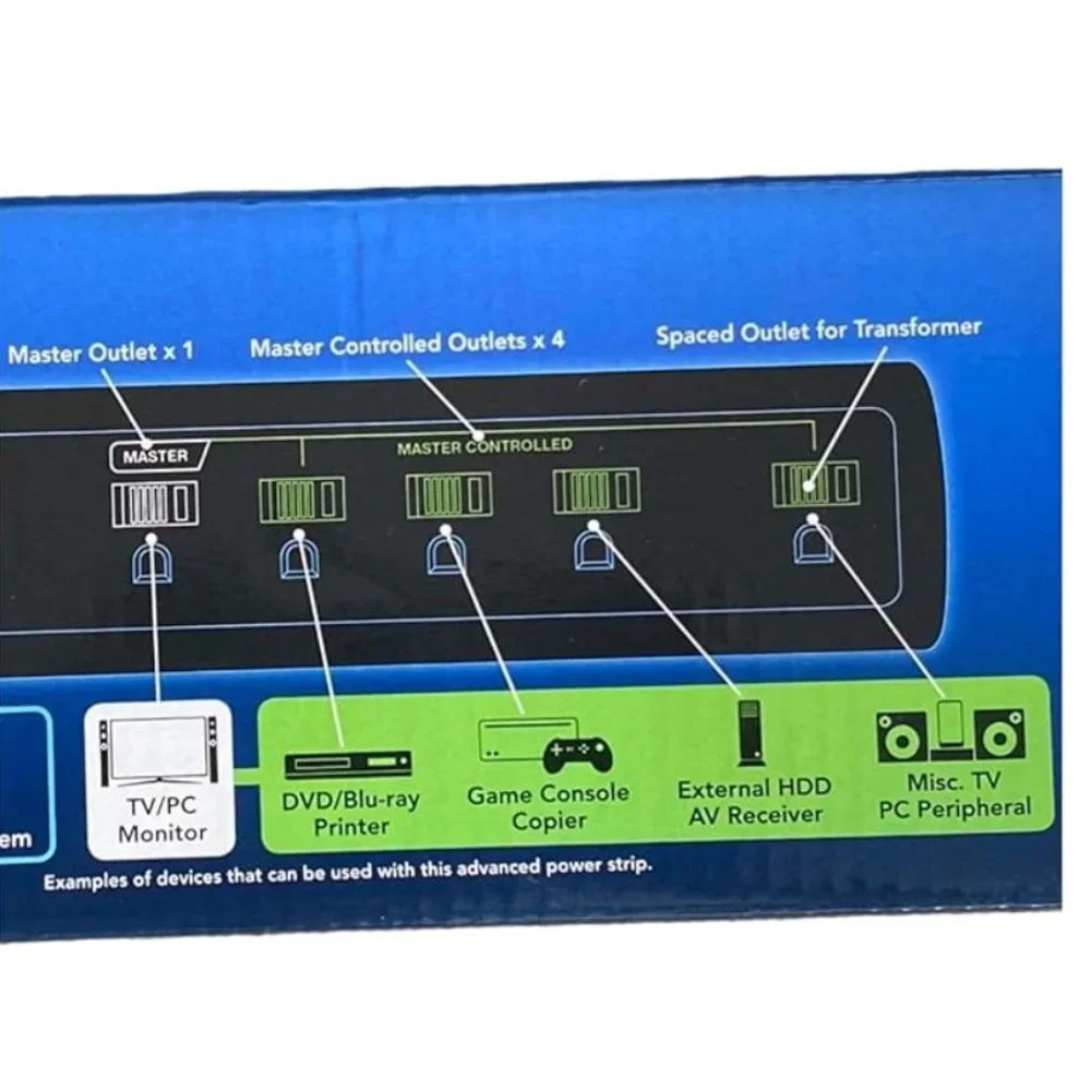 Sunbeam Advance 7 Outlet Power Strip with Surge Protector & Spaced Outlet 15A